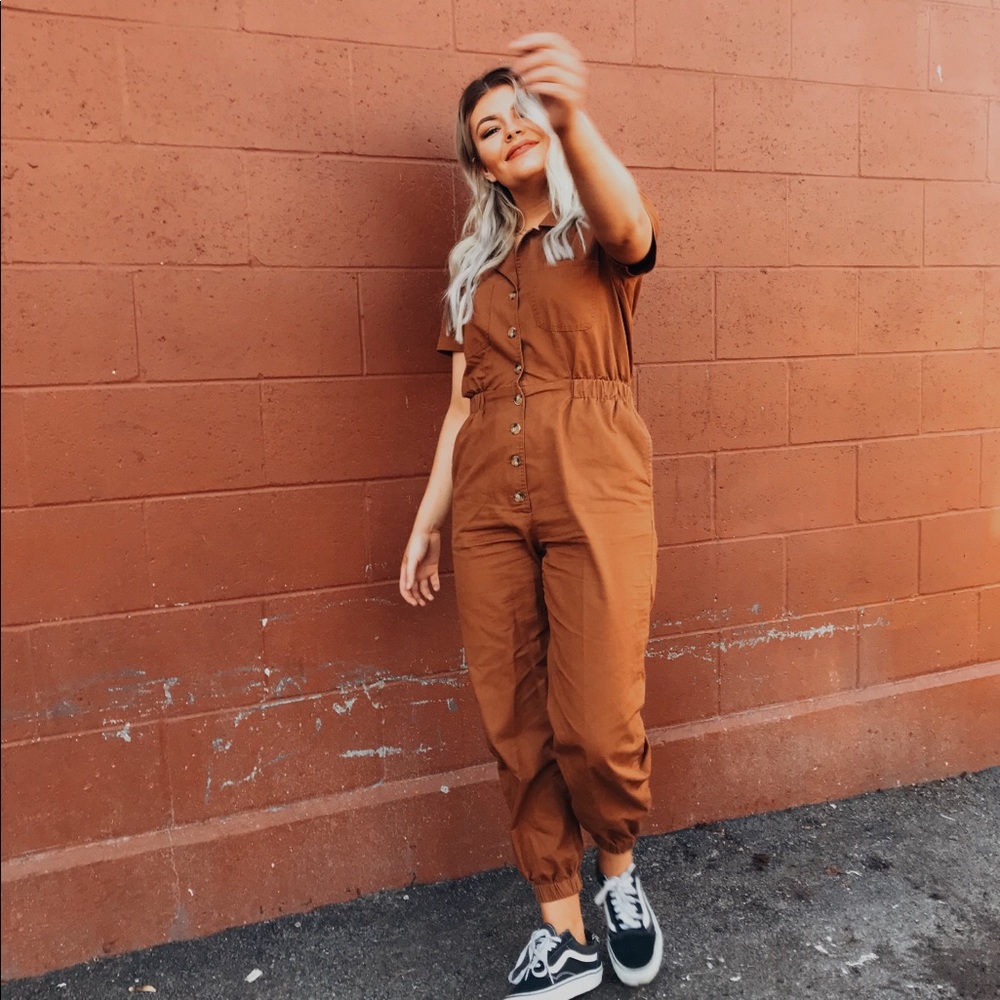 Goldenrod canvas jumpsuit - L